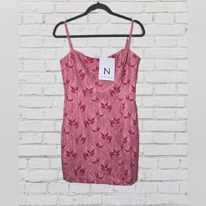 Naked Wardrobe Bodycon Spaghetti Strap Mini Dress • Floral Pink 2️⃣